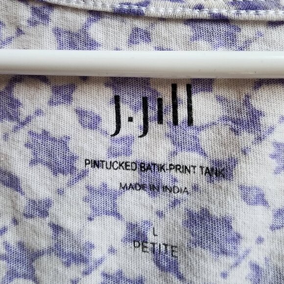 J. Jill Pintucked Batik-Print Tank Top Size Petite Large - Picture 7 of 13